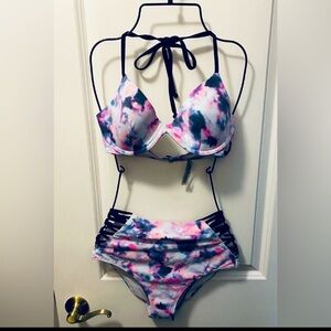 Victoria's Tie Dyed  Secret Pink and Blue Bikini